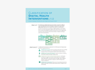 Classification of Digital Health Interventions v 1.0. A shared language to describe the uses of digital technology for health